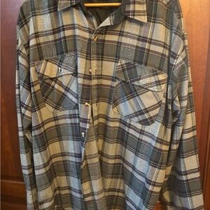 Men's Plaid Appalachian Trail Flannel Shirt - Gray and Blue